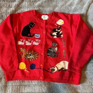 Rainbow Bridge Embroidered Cat Cardigan Sweater Women’s XL